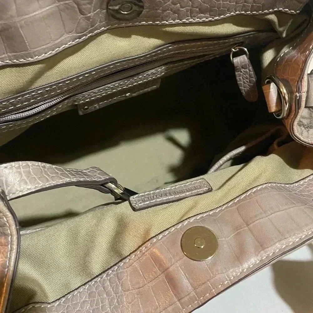 G.I.L.I. Grey leather satchel handbag - Picture 11 of 13